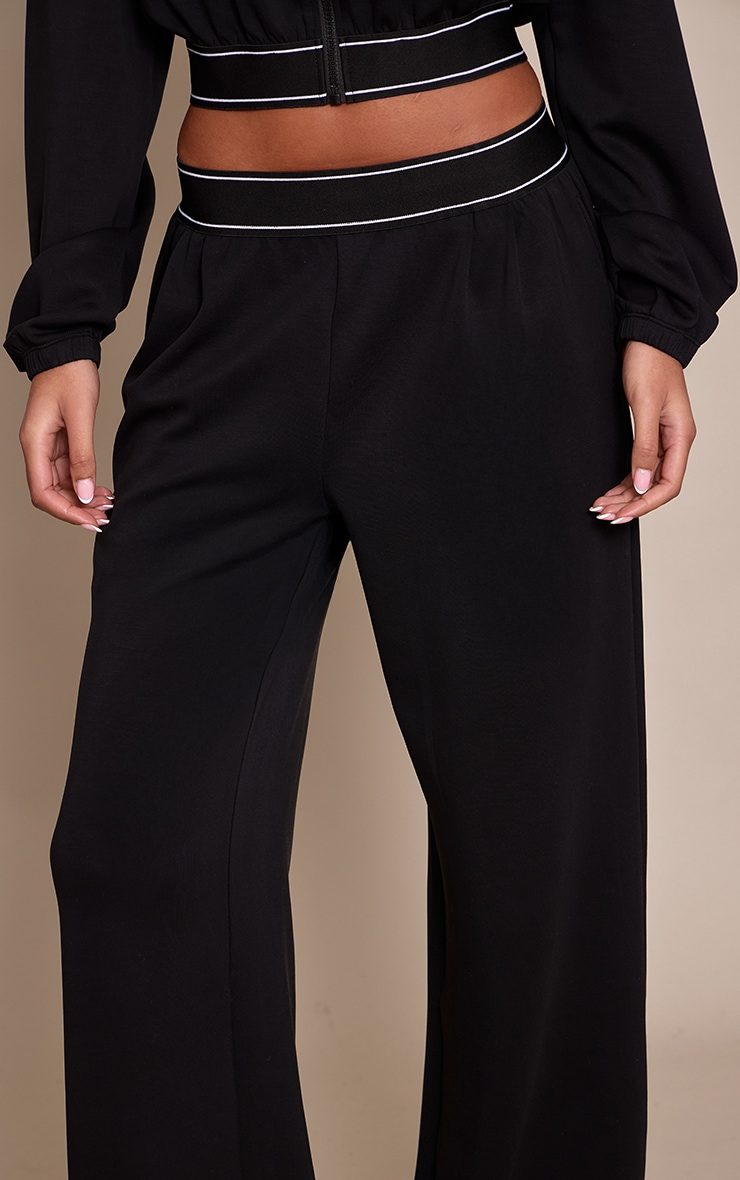 Tall PLT Black Soft Touch Elasticated Waist Wide Leg Sweatpants image 4