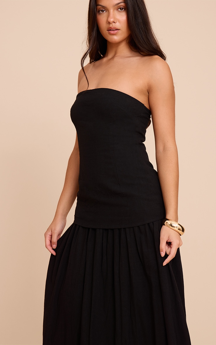 Black Bandeau Long Line Maxi Dress image 4