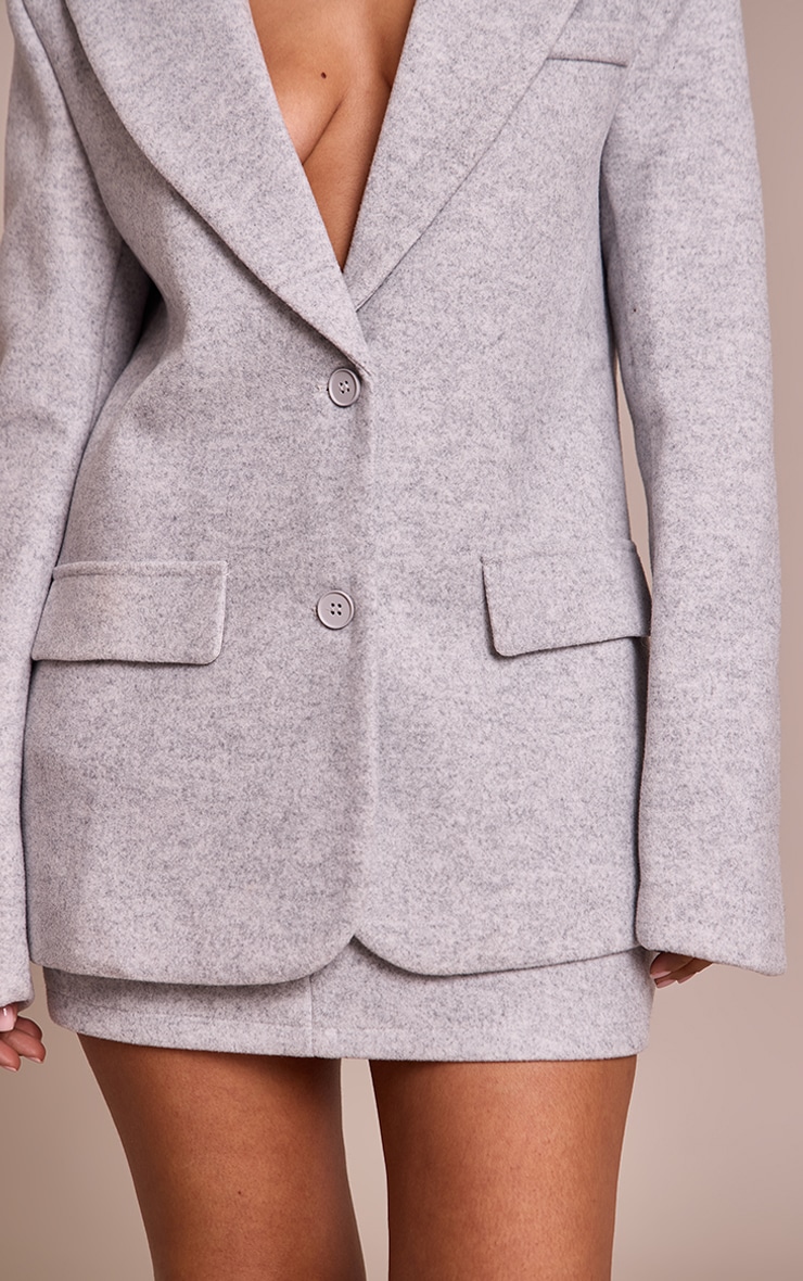Petite Blazer en effet laine gris clair à revers pointus image 4