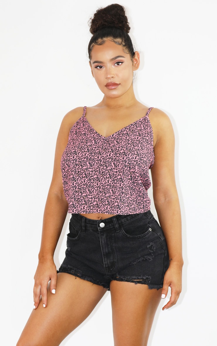 Pink Printed Crop Cami Top