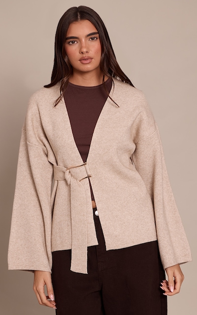 Cardigan cache-coeur avoine à empiècement