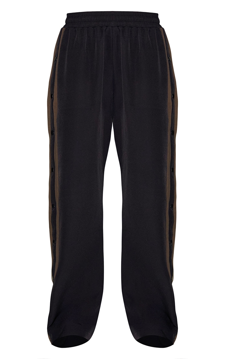 Black Tricot Stripe Detail Zip Through Track Jacket image 5