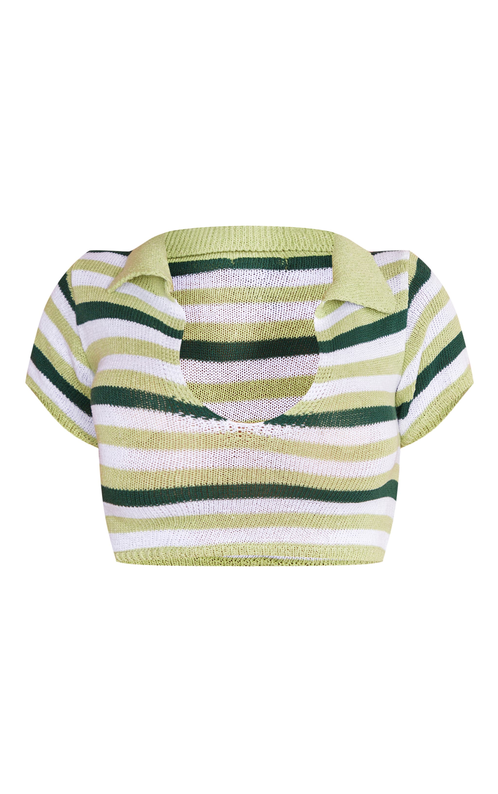 Shape Green Knit Contrast Extreme Crop T-shirt image 5