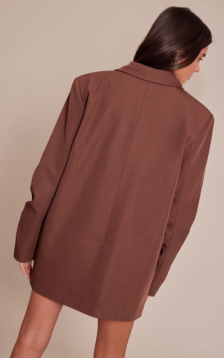 Light Brown Tailored Woven Ruched Sleeve Blazer Dress image 2