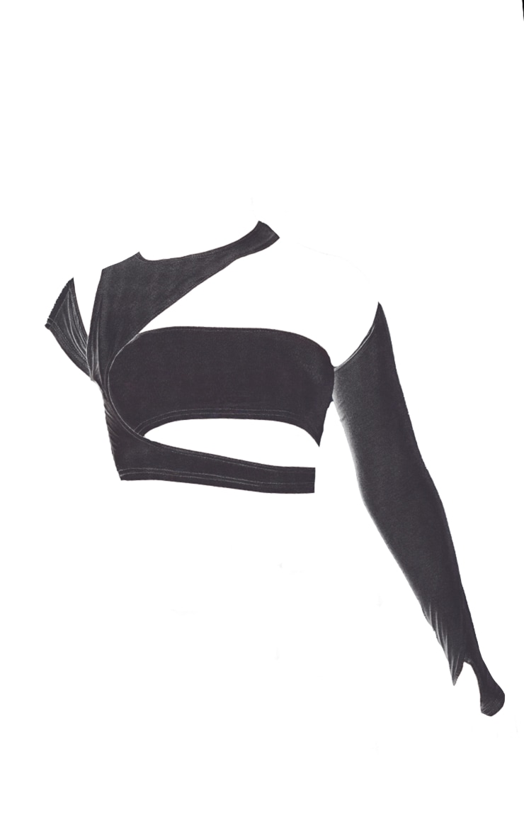 Steel Blue Asymmetric Cut Out Crop Top image 5