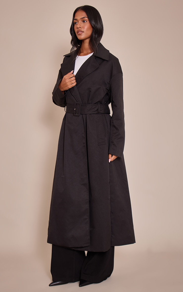 Tall Trench noir à taille à nouer image 3