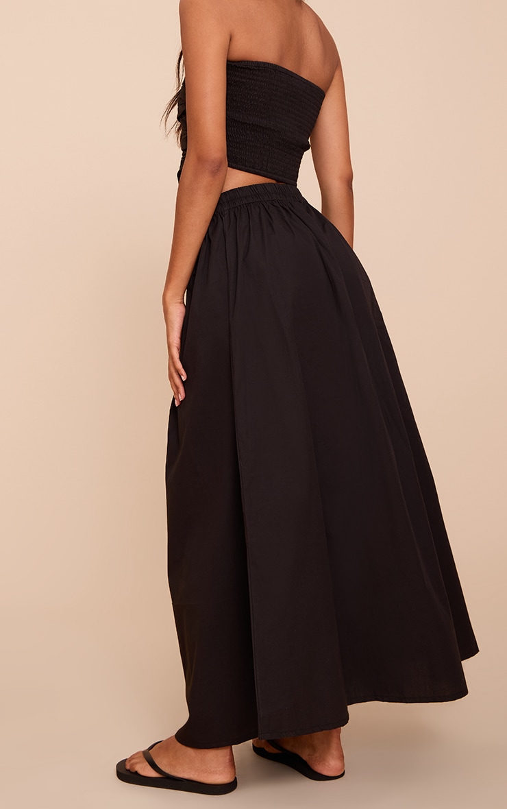 Coton popeline noir jupe évasée taille basse longue image 3