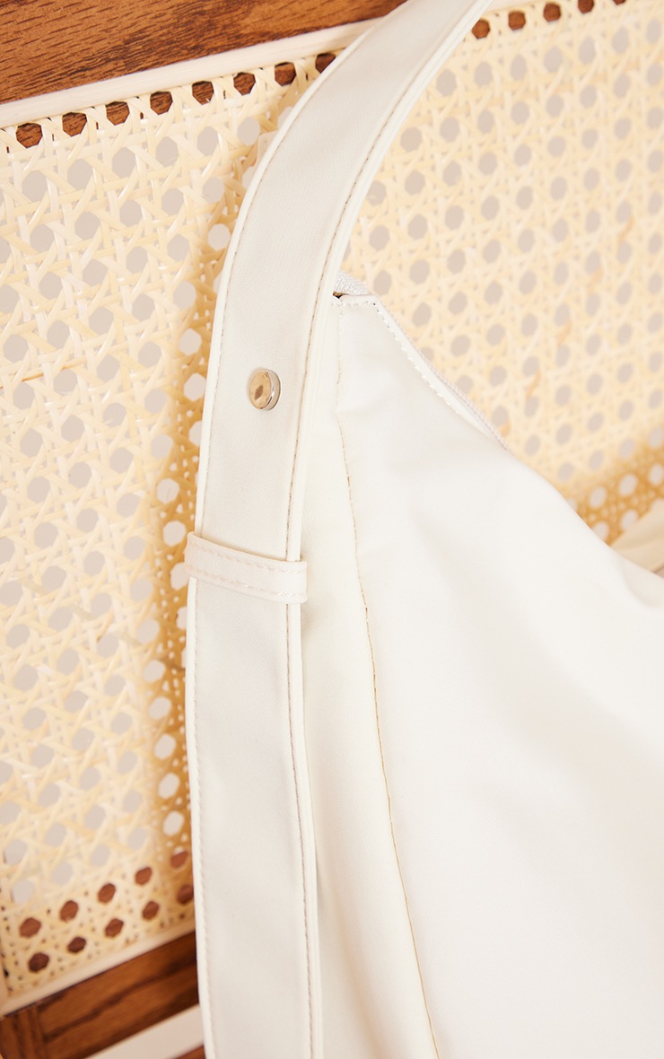 Cream Oversized Nylon Sling Bag image 3