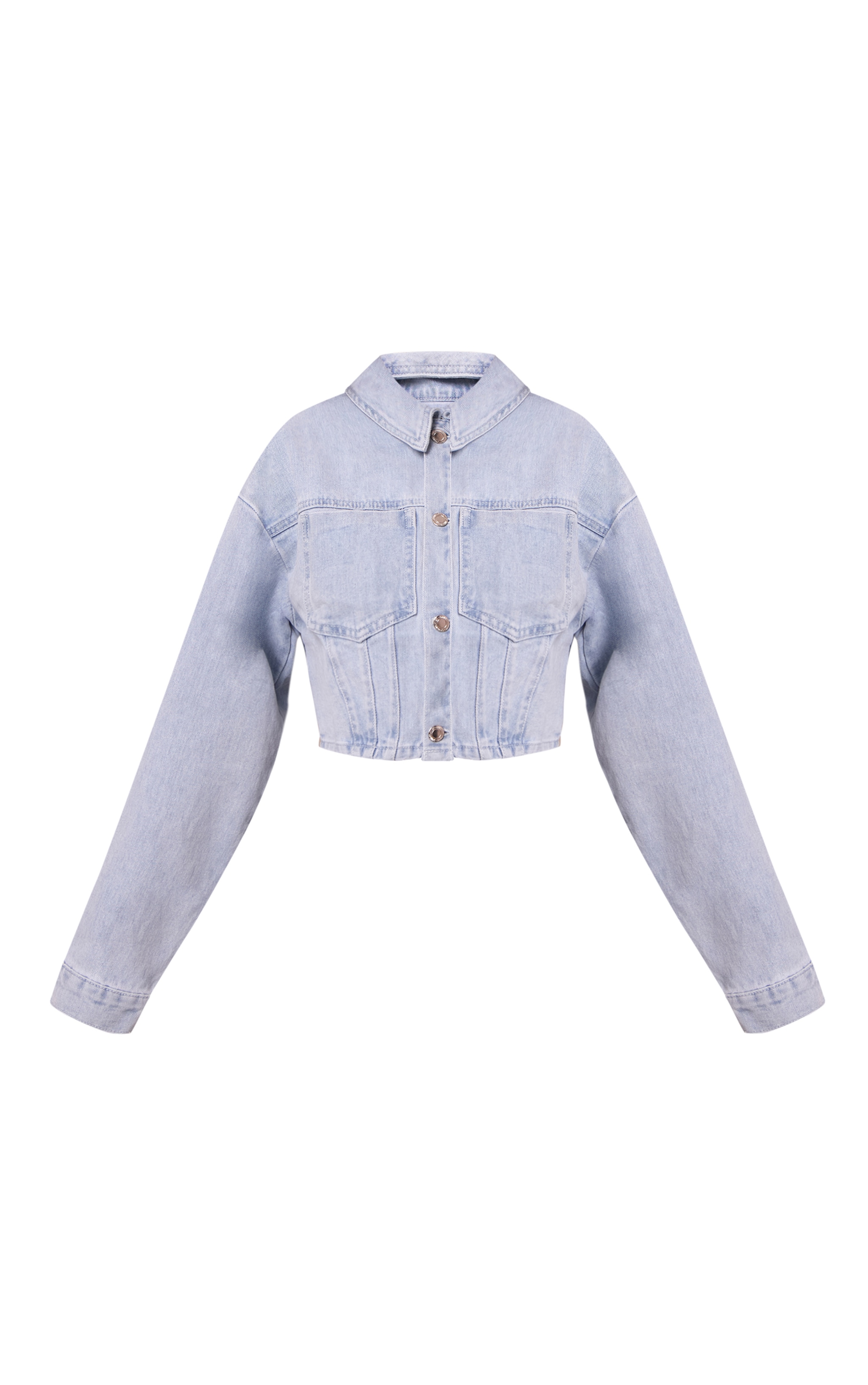Veste courte en jean bleu clair à manches bouffantes image 5