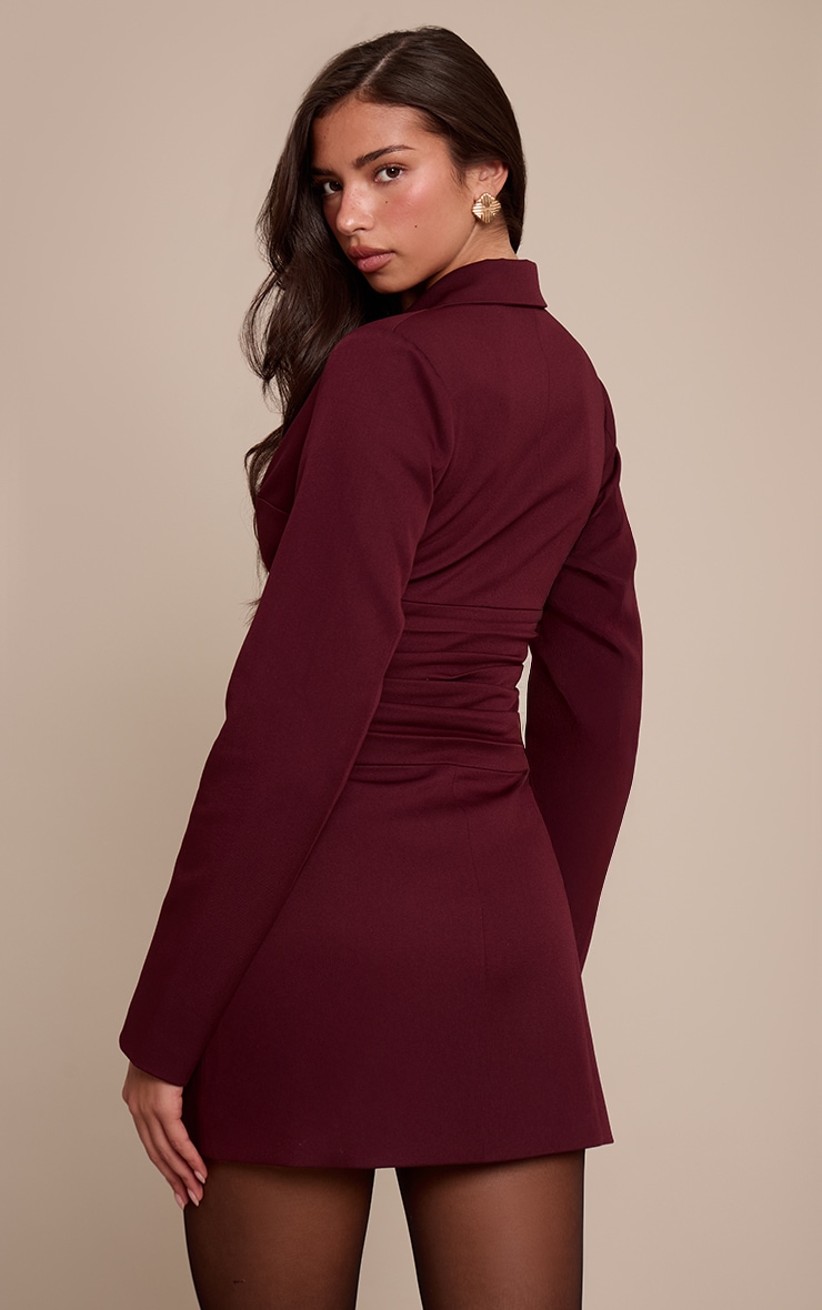 Plum Woven Tailored Hook and Eye Detail Blazer Dress image 2