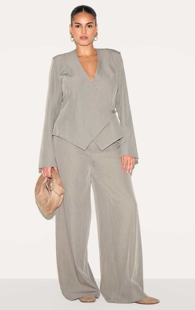 Plus Mushroom Wide Leg Tailored Woven Pants image 1