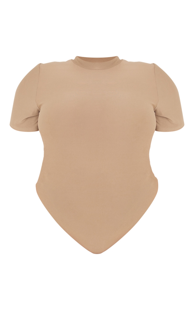 Plus Mocha High Neck Soft Touch Cap Sleeve Bodysuit image 1