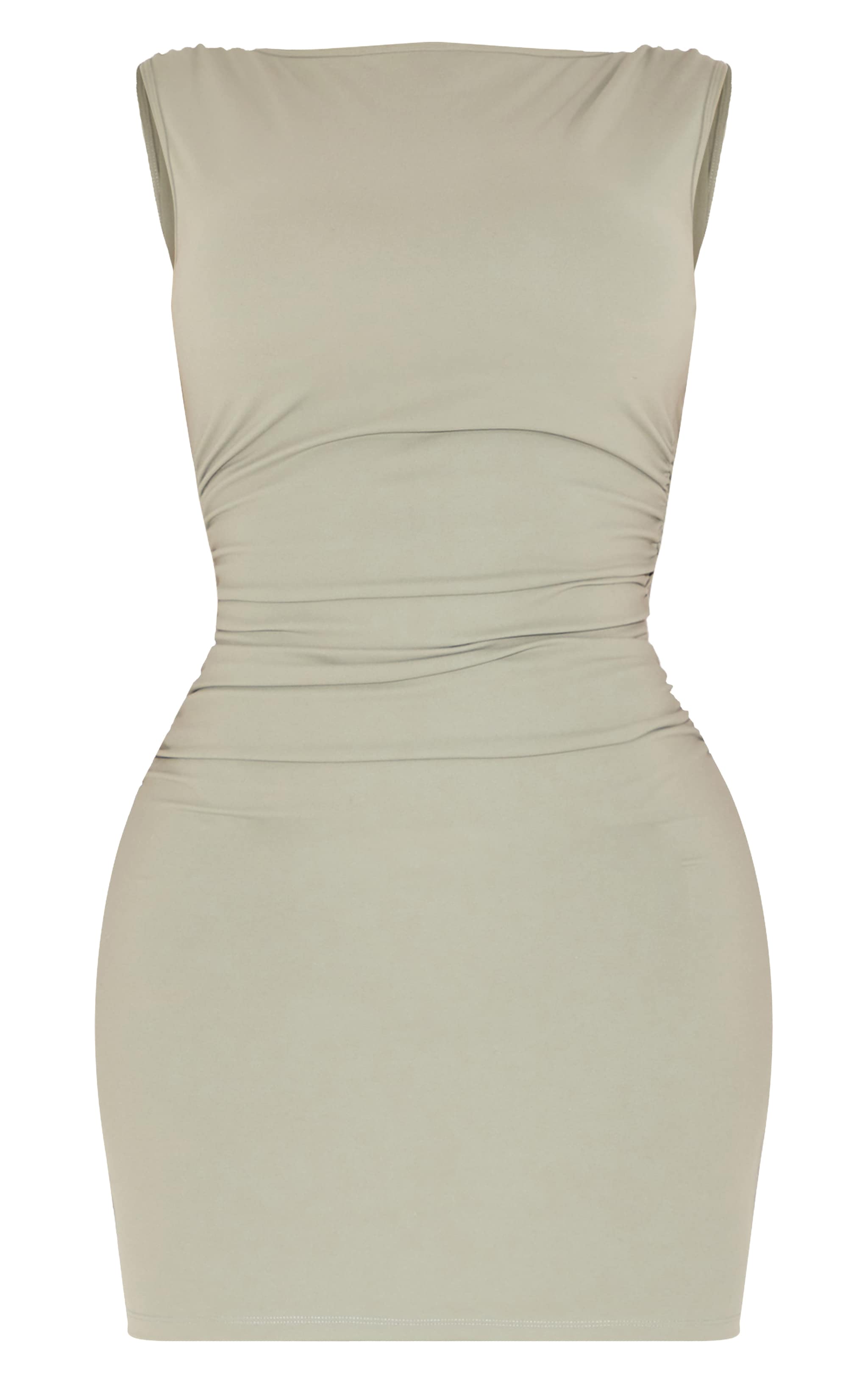 Shape Seafoam Built In Bra Sculpt Boat Neck Ruched Side Mini Dress image 5