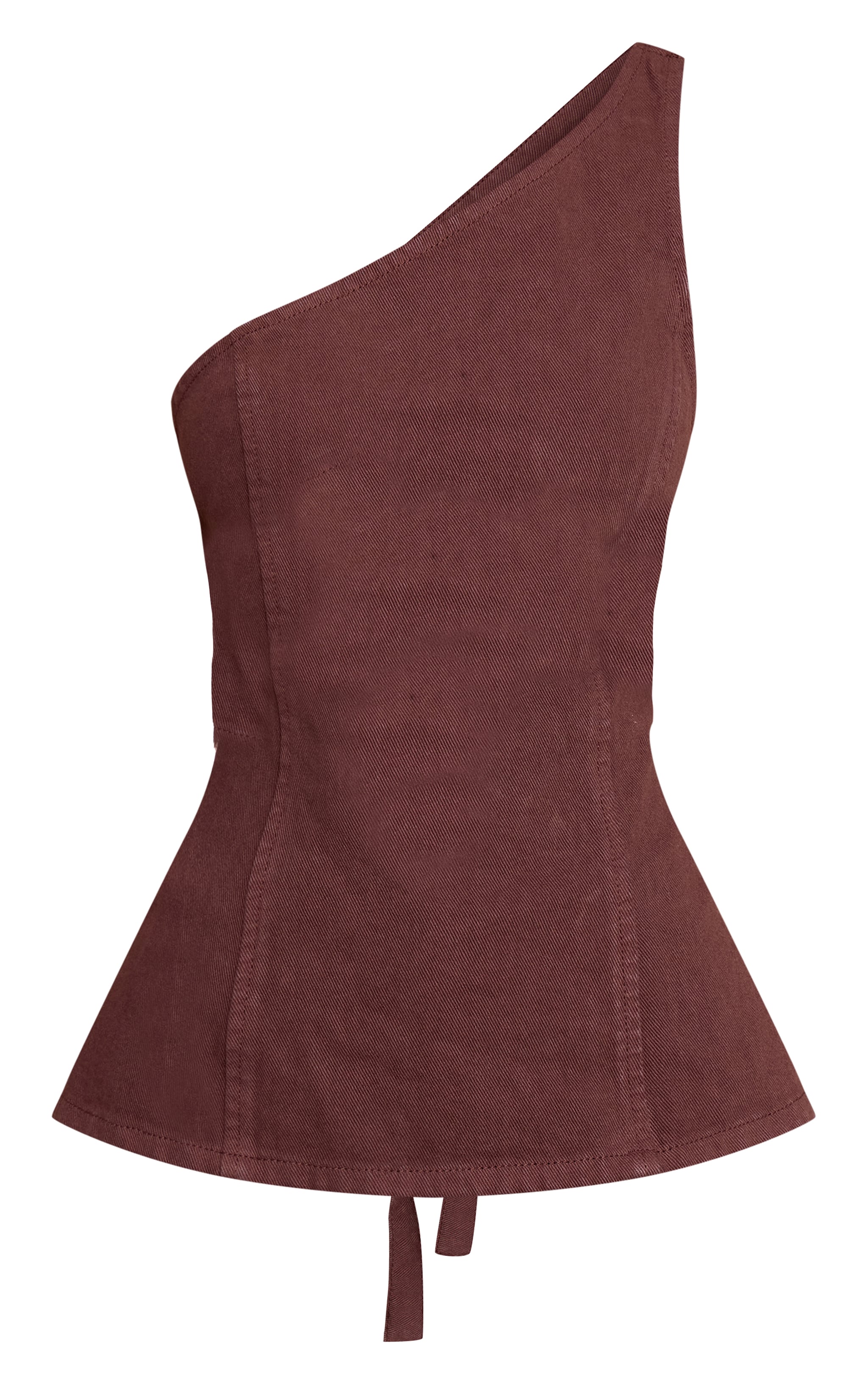 Petite Chocolate Asymmetric Open Back Denim Top image 5