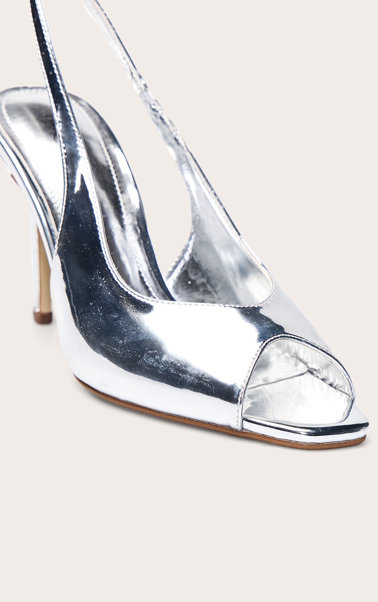 Silver Peep Toe Sling Back image 5