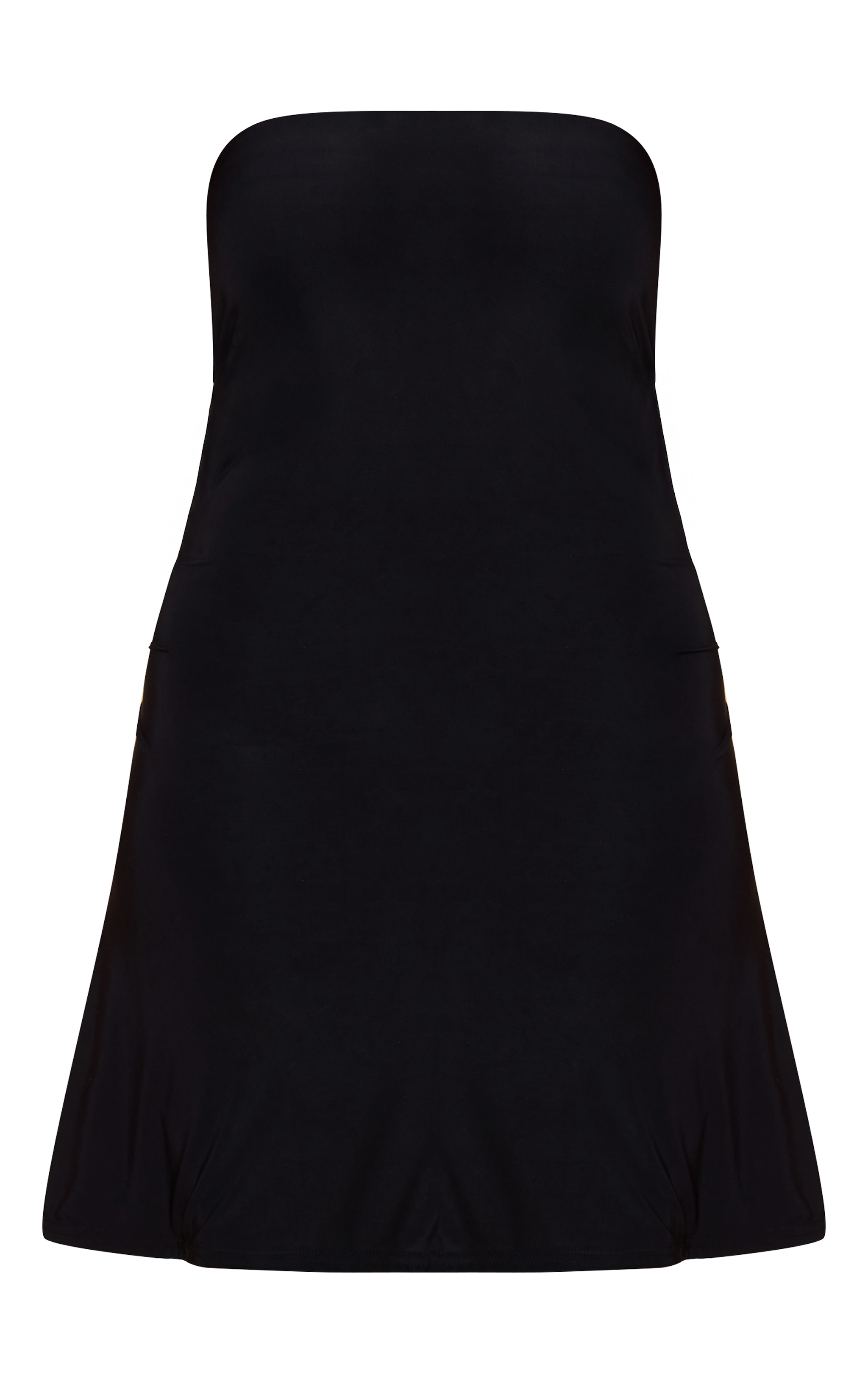 Shape Black Slinky Drape Detail Bandeau Mini A-Line Dress image 5