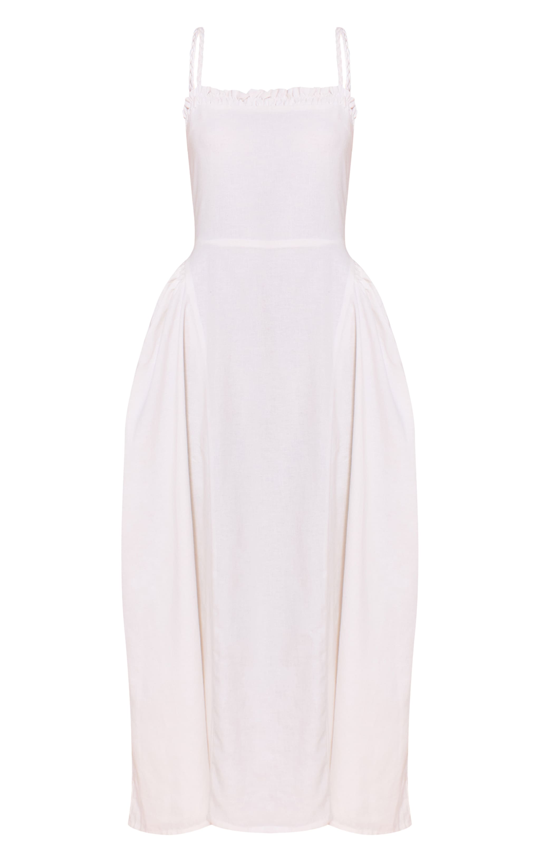 Robe Mi-Longue Tressée Blanche Taille en V image 5