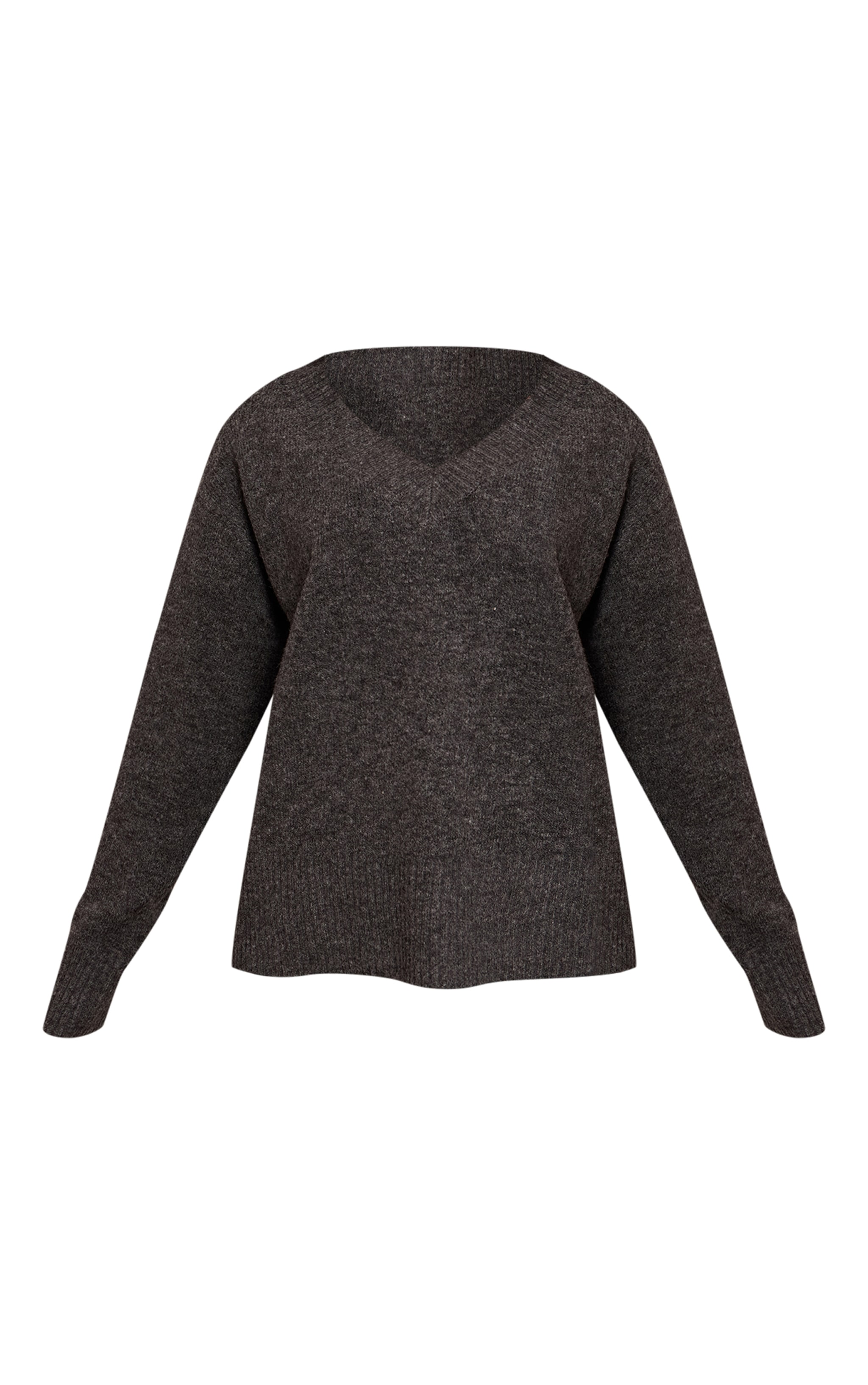 Petite Charcoal Knit V-neck Sweater image 5