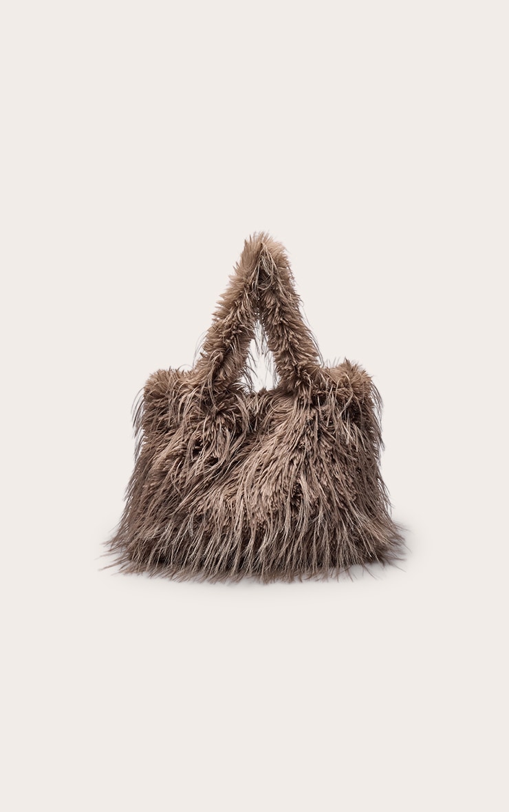Mocha Shaggy Faux Fur Shaggy Tote Bag image 2