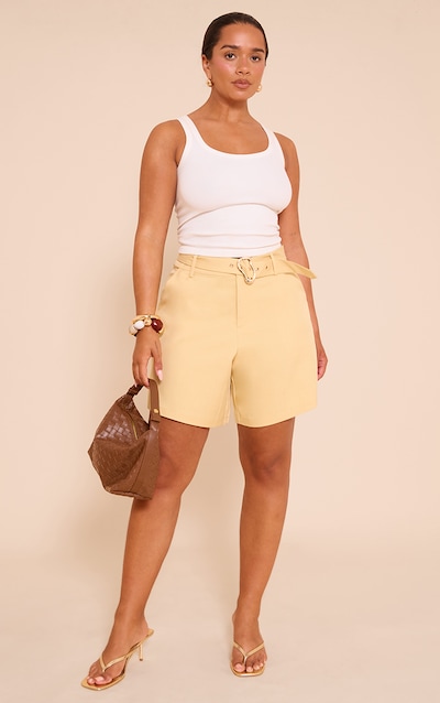 Shape Jort de tailleur jaune beurre à empiècement doré effet vagues