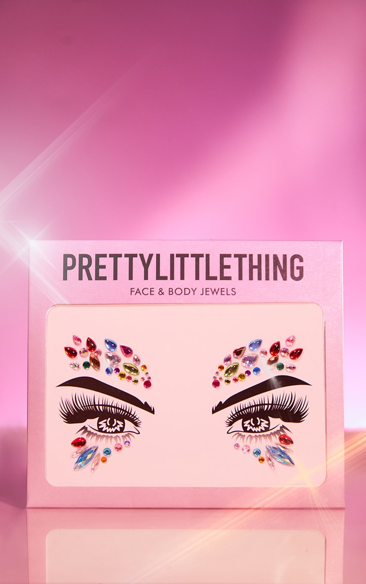 PRETTYLITTLETHING Over and Under Eye Multi Colour Face Jewels image 3