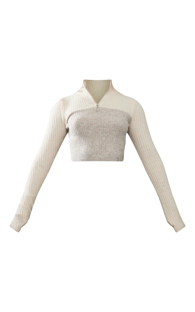 Mocha Luxe Half Zip Color Block Knit Top image 5