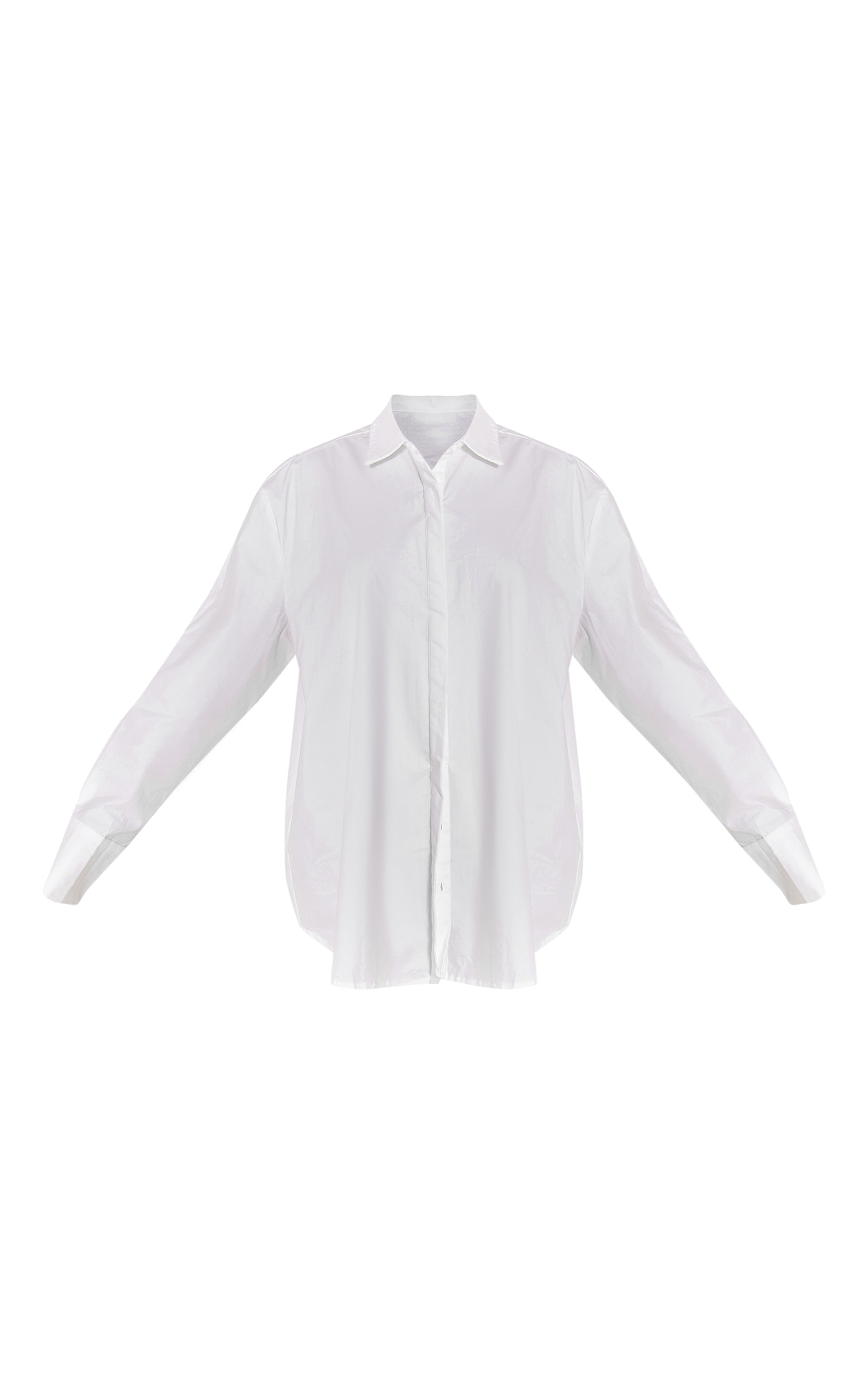 White Cotton Oversized Cuff Shirt image 5