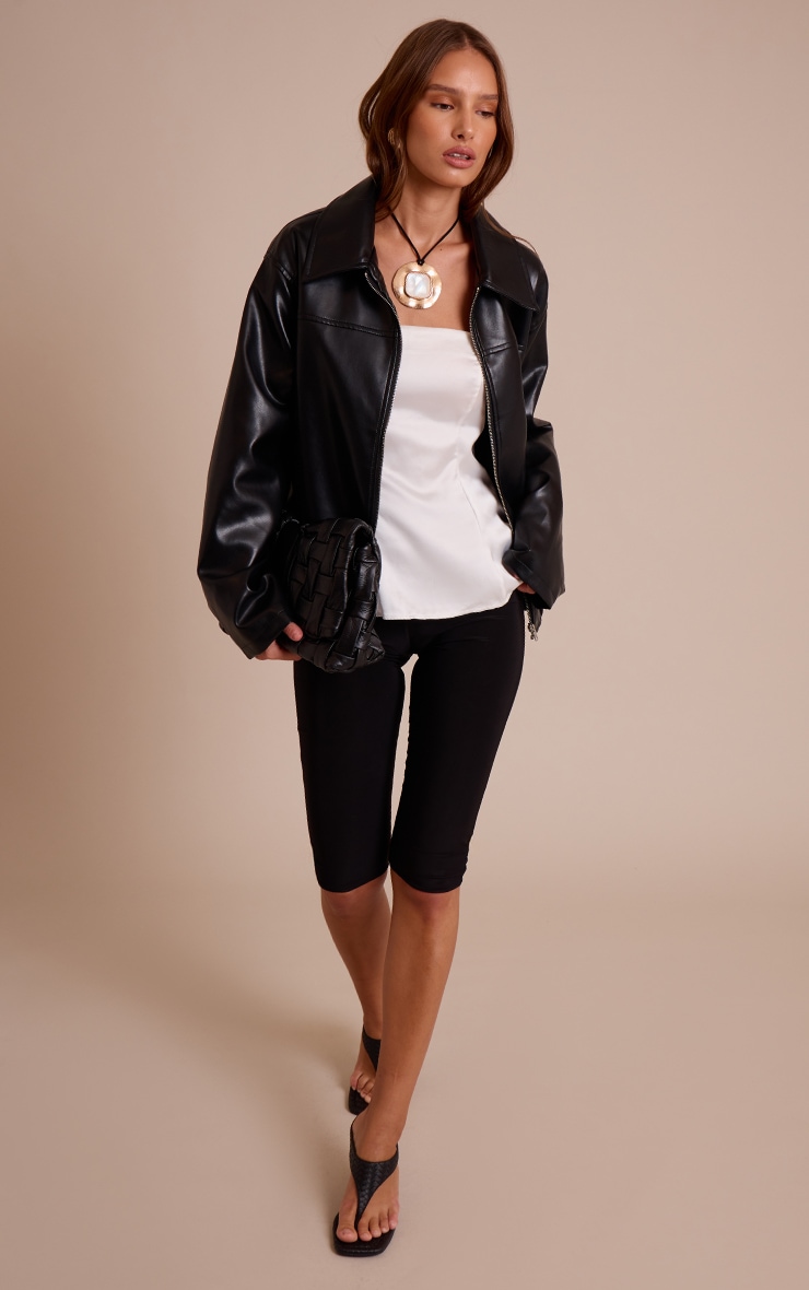 Top bandeau long en matière satinée crème image 3
