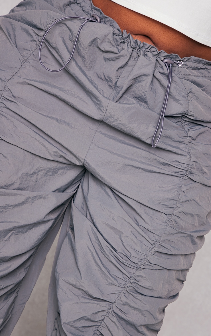 Plus Charcoal Parachute Ruched Cargo Pant image 4