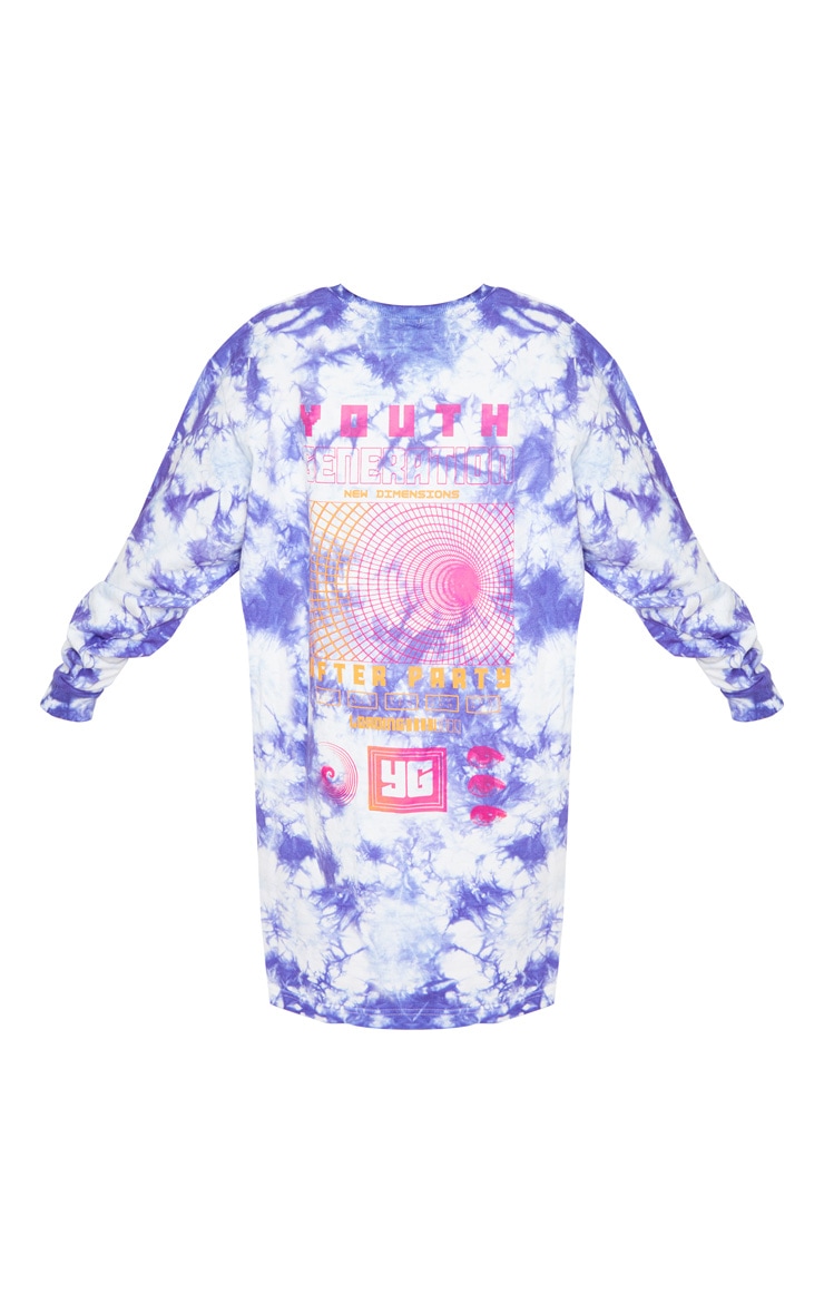 Lilac Youth Back Print Tie Dye Oversized Sweat Jumper Dress image 4