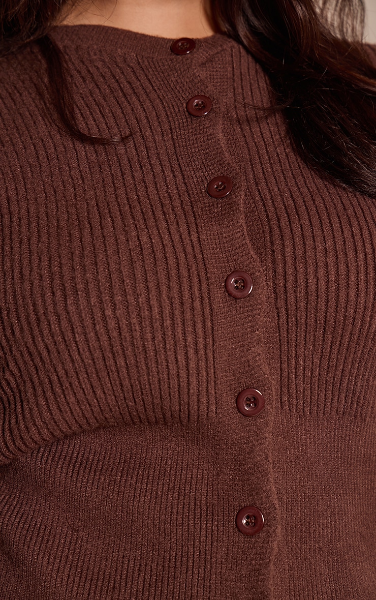 Plus Chocolate Cinched Waist Button Down Cardigan  image 4