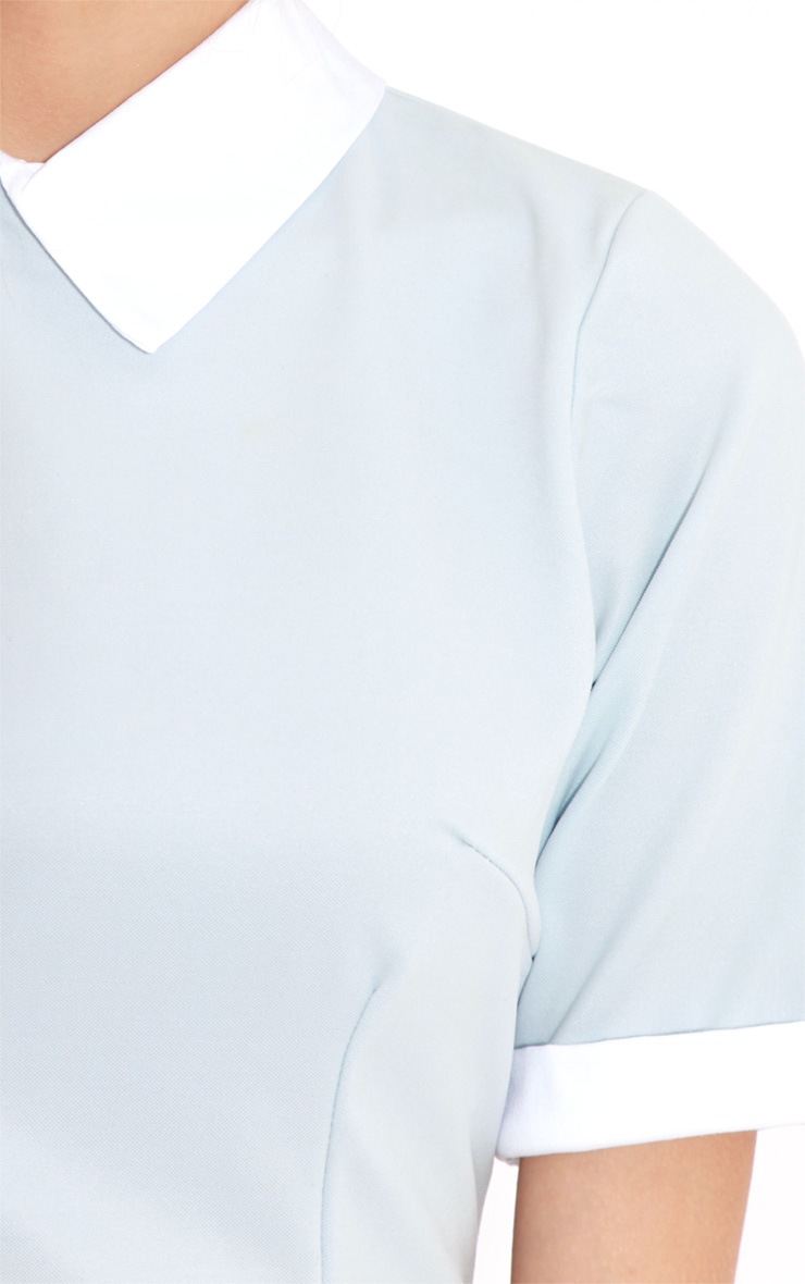Eileen Baby Blue Collar Dress Dresses PrettyLittleThing