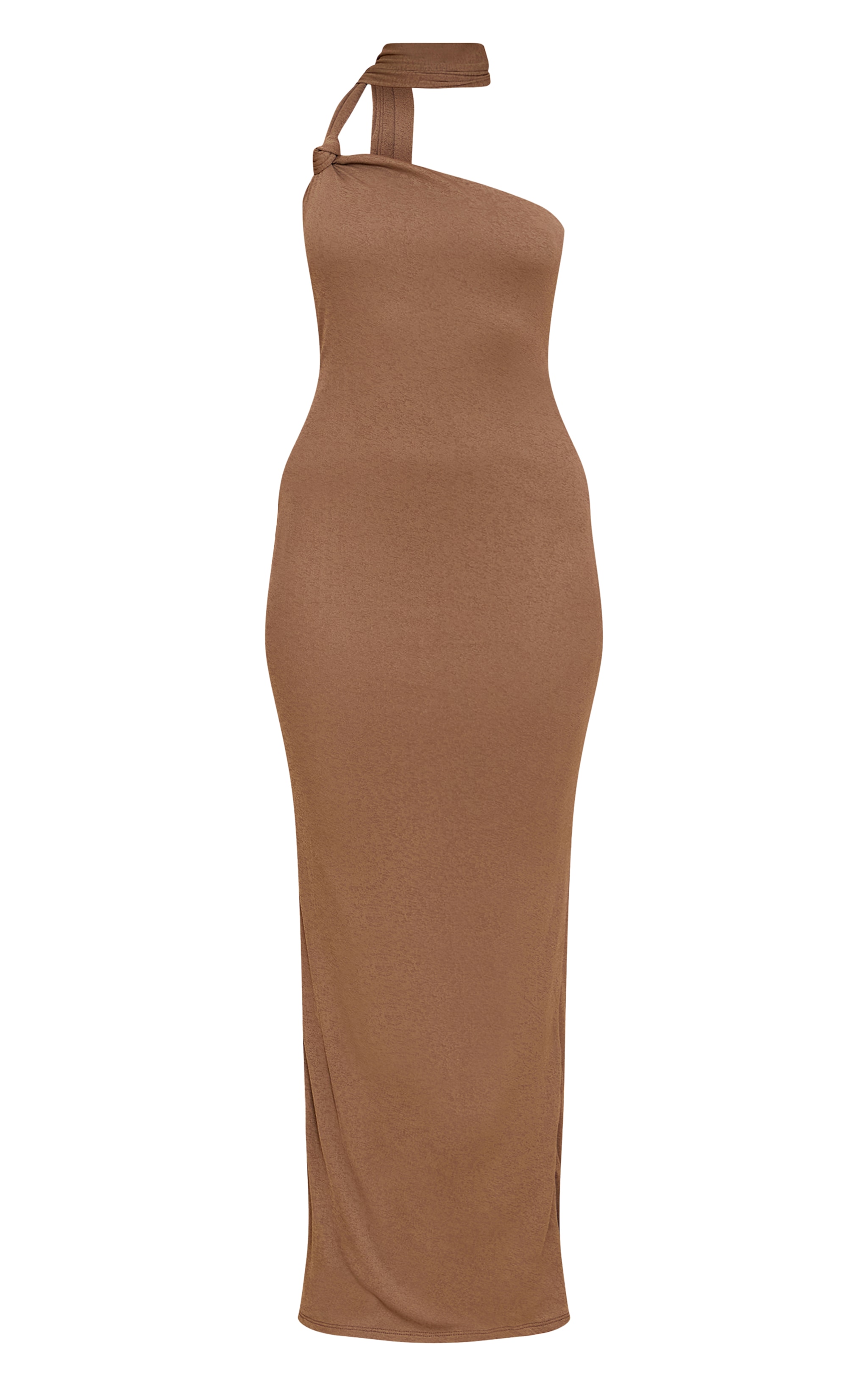 Chocolate Double Layer Onion Skin Scarf Neck Maxi Dress image 5
