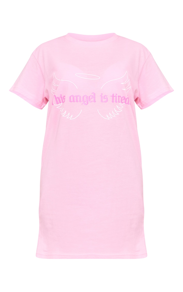 Pink This Angel Printed Tshirt Night Dress image 5