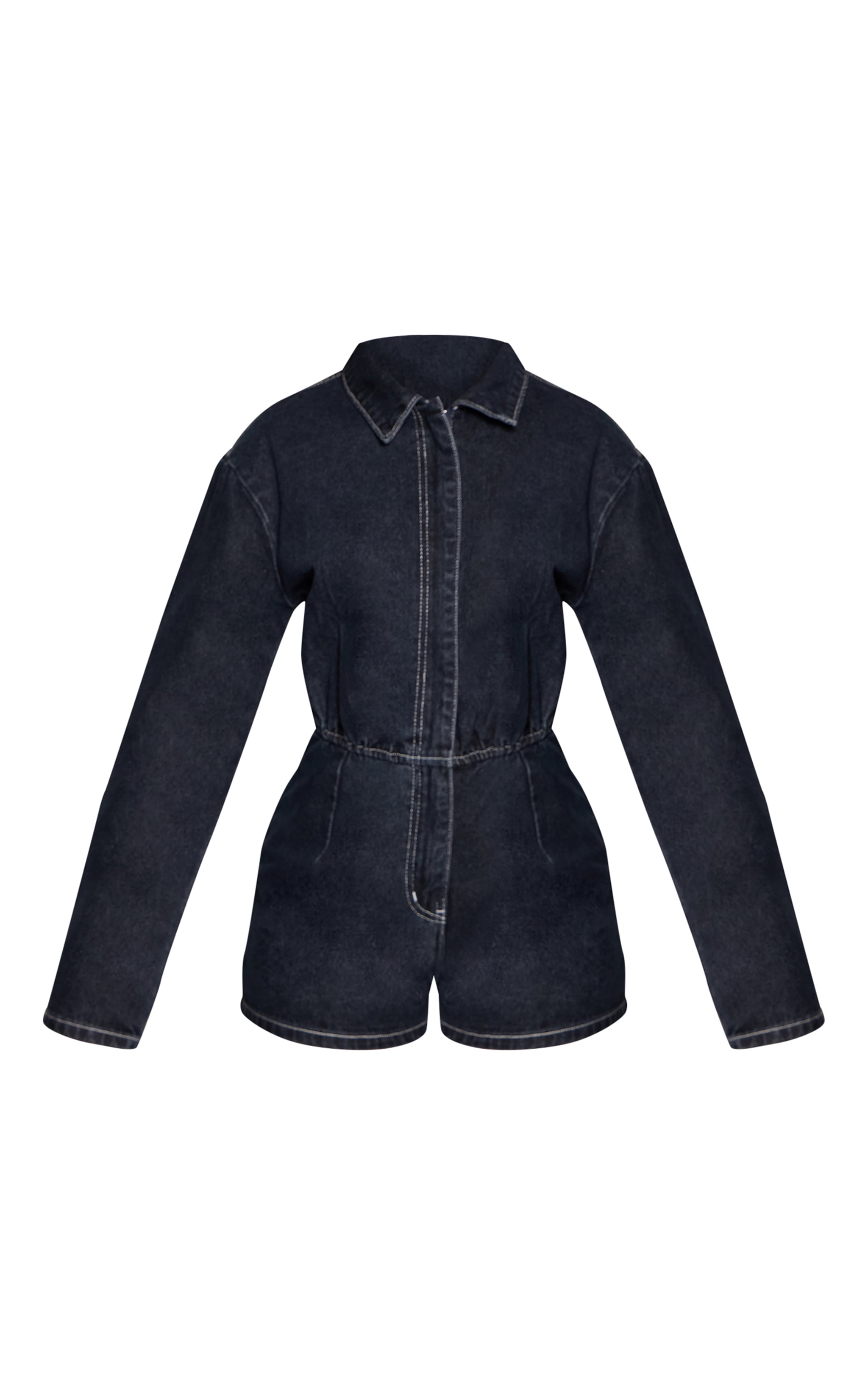 Petite Raw Indigo Long Sleeve Denim Playsuit image 5