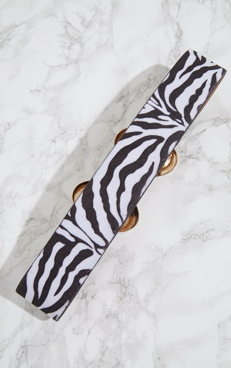 Zebra Print Wide Double Buckle Belt image 5