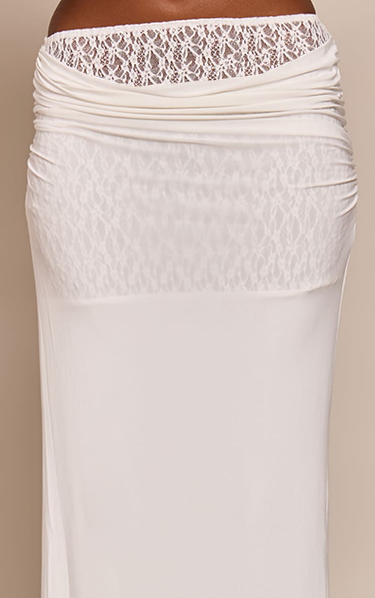 Cream Lace Underlay Double Slinky Cowl Maxi Skirt image 4