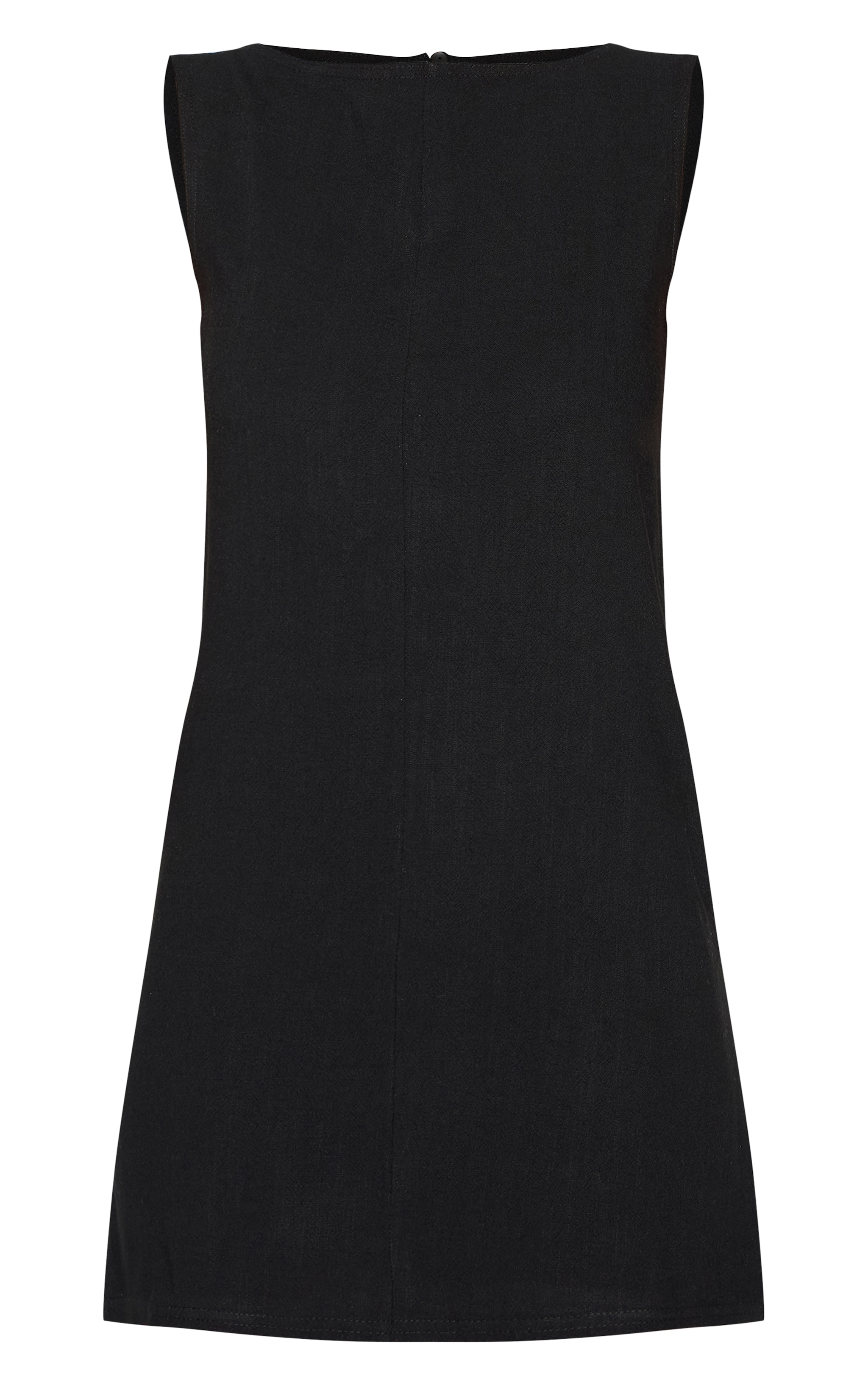 Black Textured Boat Neck Boxy Shift Dress image 5