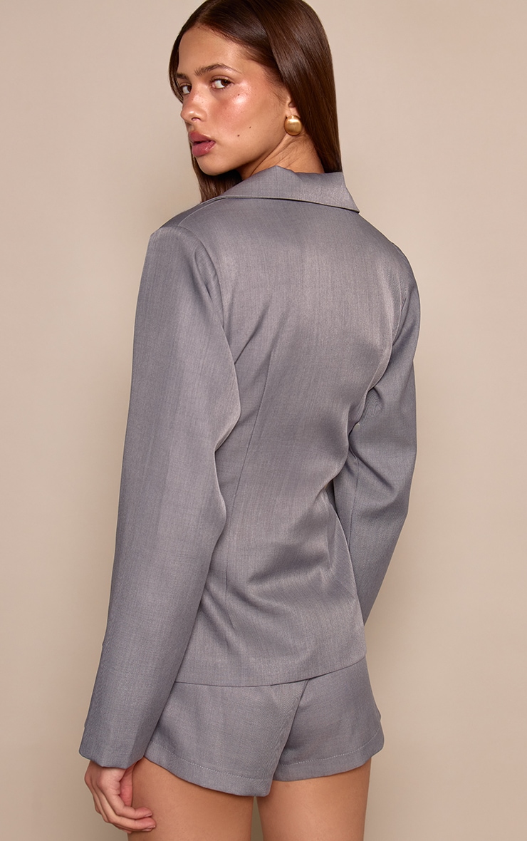 Grey Tailored Woven Button Detail Playsuit image 2