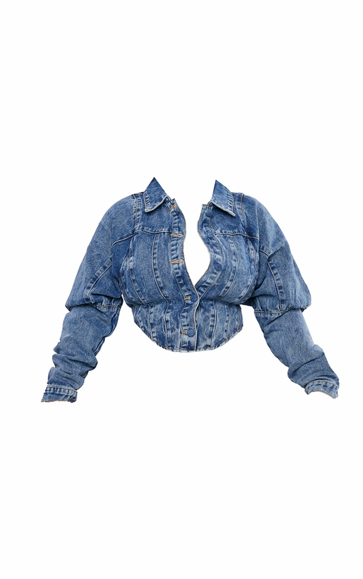 Plus Vintage Wash Corset Denim Jacket image 5