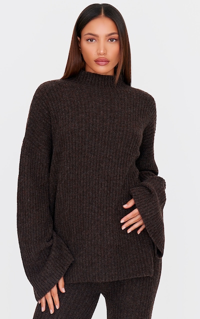 Tall Chocolate Luxe Rib Knit Oversized Jumper