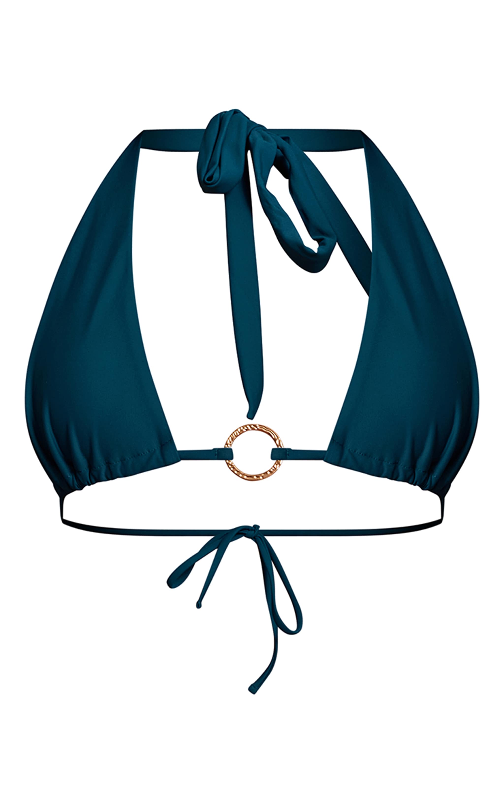 Teal Gold Ring Triangle Bikini Top image 5