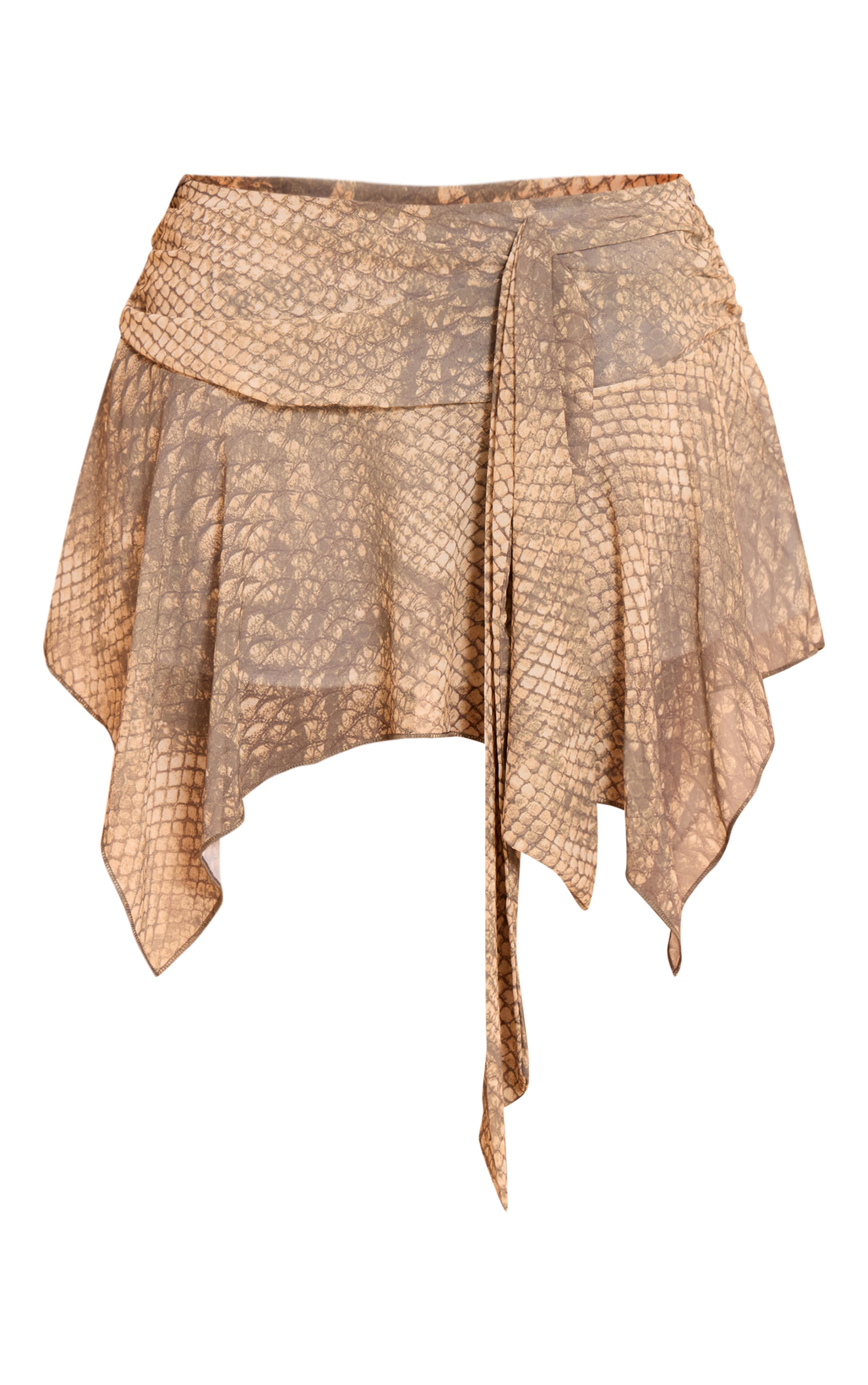 Stone Snake Print Chiffon Tiered Mini Skirt image 6
