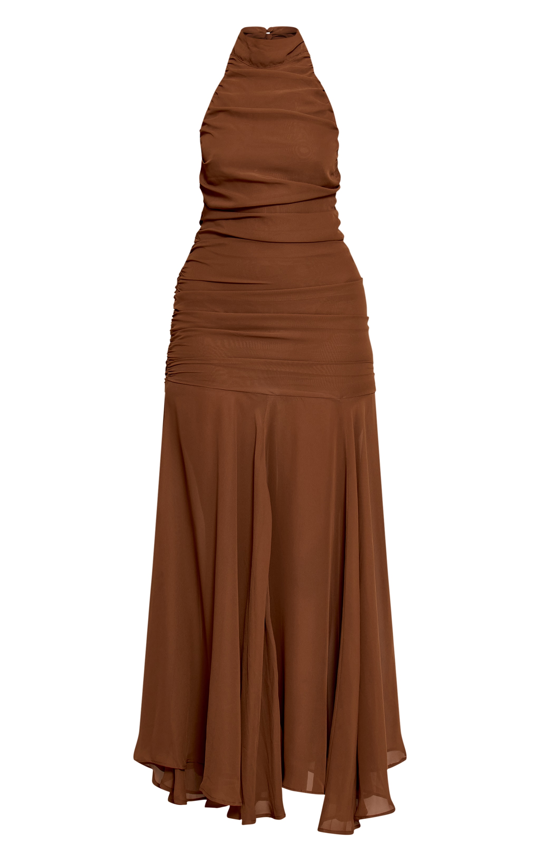 Chocolate Chiffon High Neck Maxi Dress image 5