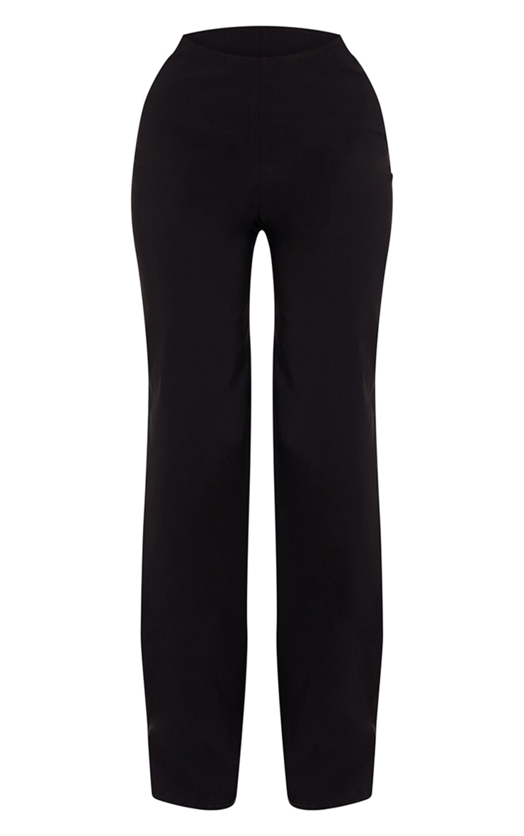 Black Stretch Woven Mid Rise Wide Leg Trousers image 5