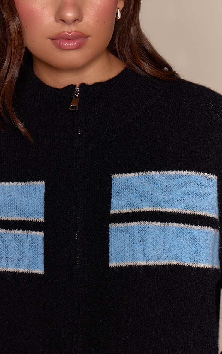 Black Striped Knitted Sporty Jumper image 4