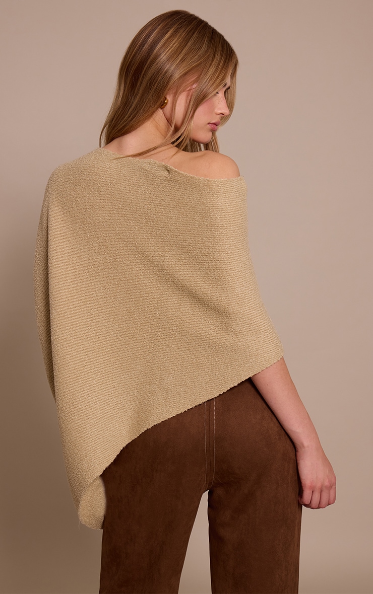 Beige Boucle Cape Top image 2