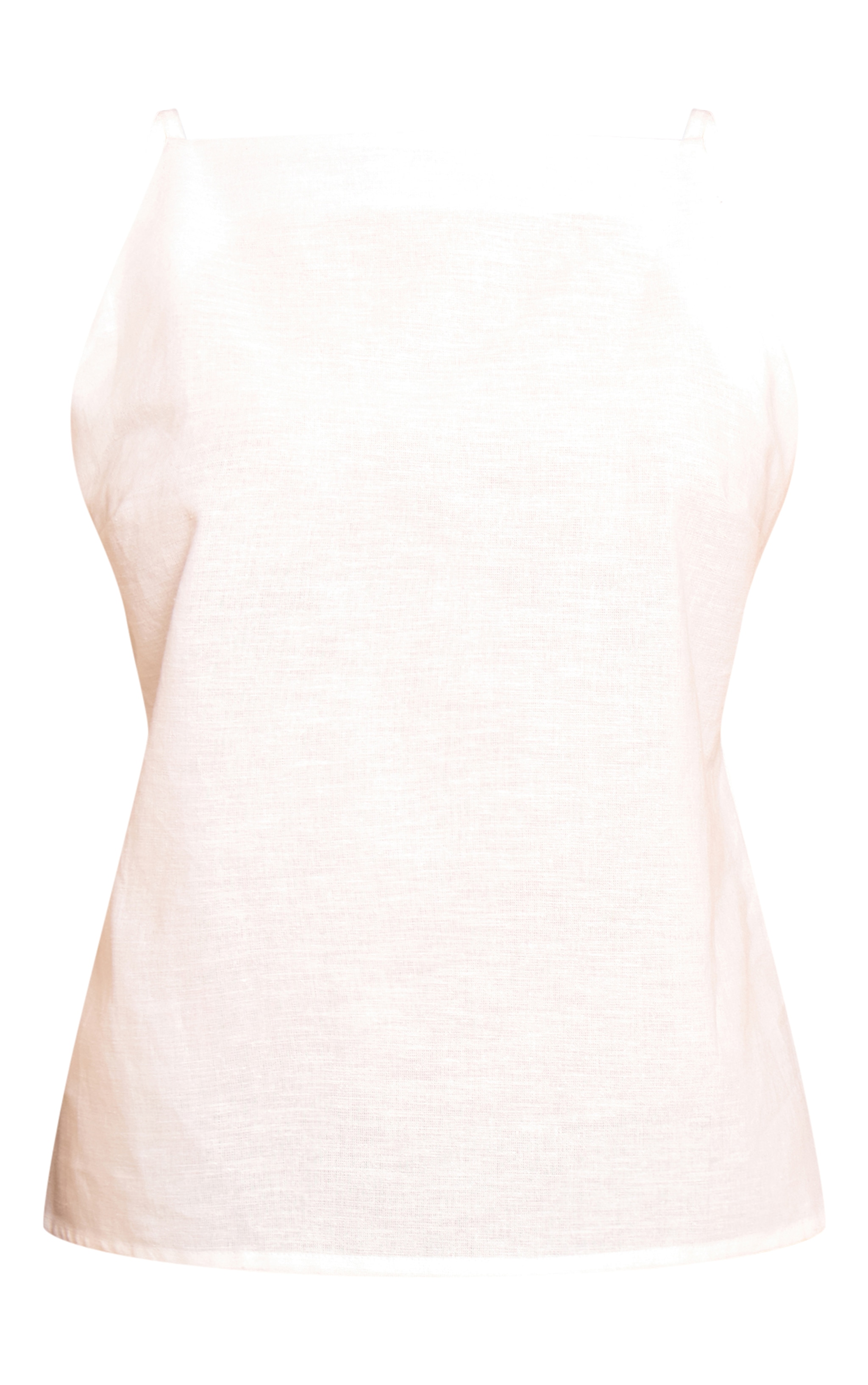 White Linen Blend Back Detail Long Cami Top image 5