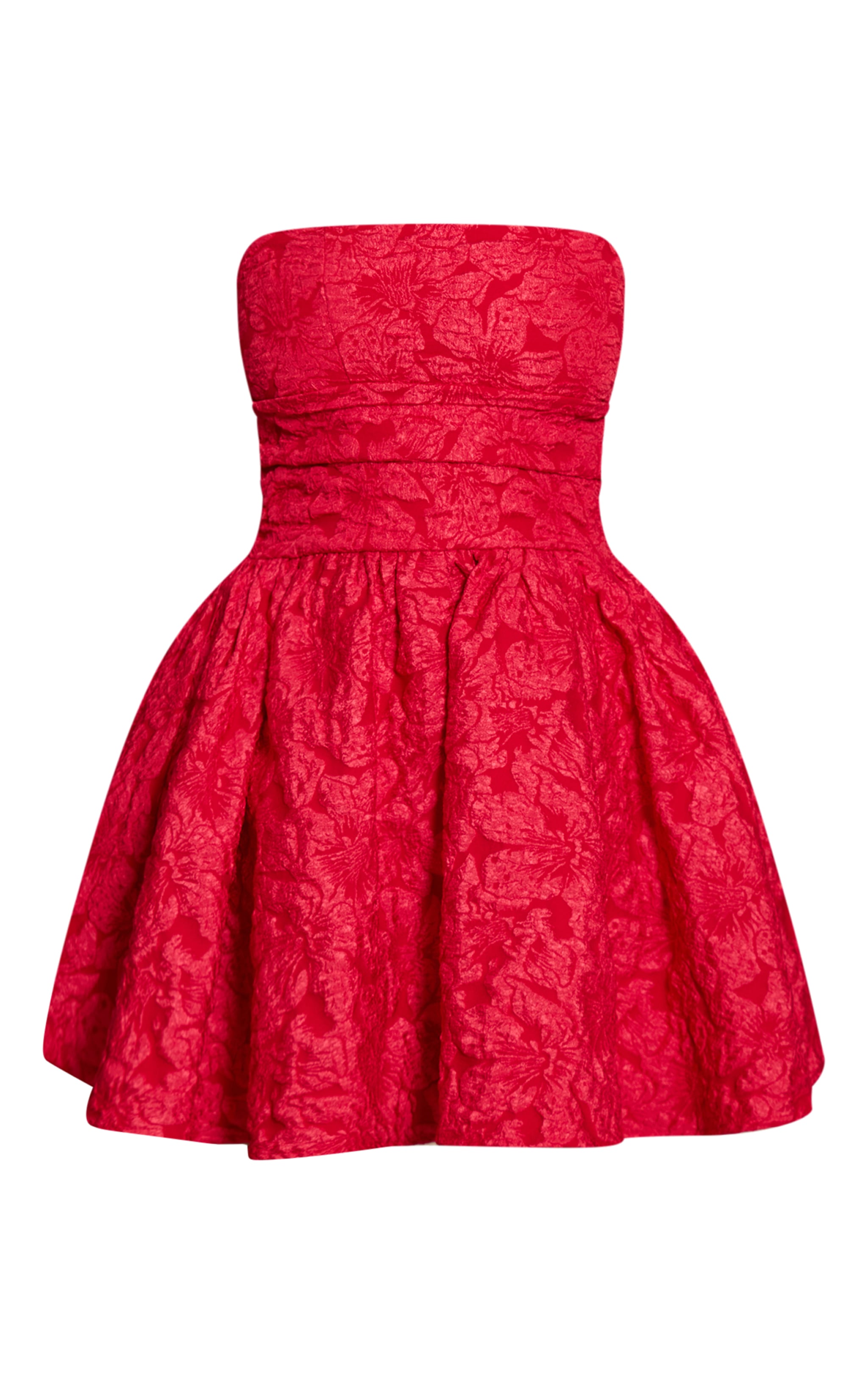 Red Jacquard Bandeau Lace Up Back Shift Dress image 5