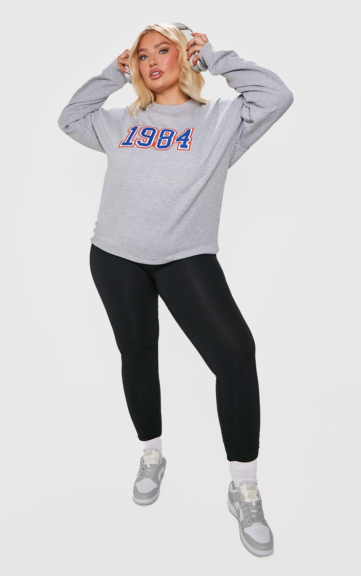 Plus Grey Marl Embroided 1984 Sweatshirt image 3